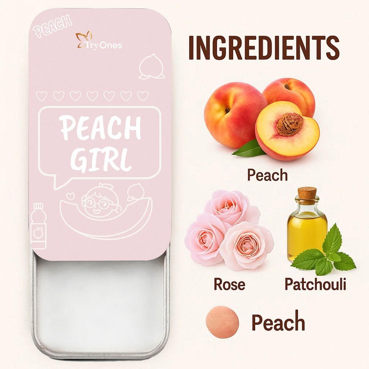 TryOnes PEACH GIRL Solid Perfume for Women 12gram (Pack of 2)